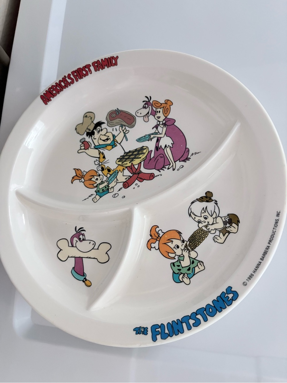 The Flintstones 10" Plastic Divided Dish Plate America's 1st Family Vtg 1986